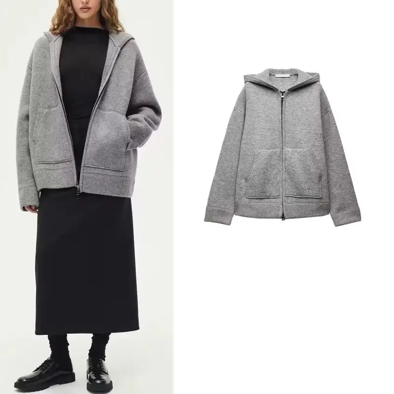 ay Knitted Zipper Loose Lazy Hoodie Sweater Cardigan Women's Autumn Winter New Sle Comfortable Polyester Fiber Long Sve
ay Knitted Zipper Loose Lazy Hoodie Sweater Cardigan Women's Autumn Winter New Sle Comfortable Polyester Fiber Long Sve