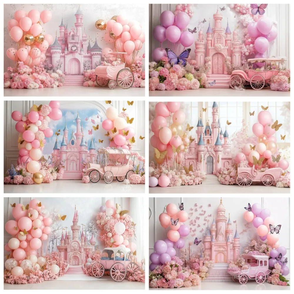 Pink Purple Balloon Castle Themed Princess Birthday Banner Background, Children's Birthday Decoration Photography Backdrop Cloth
Pink Purple Balloon Castle Themed Princess Birthday Banner Background, Children's Birthday Decoration Photography Backdrop Cloth