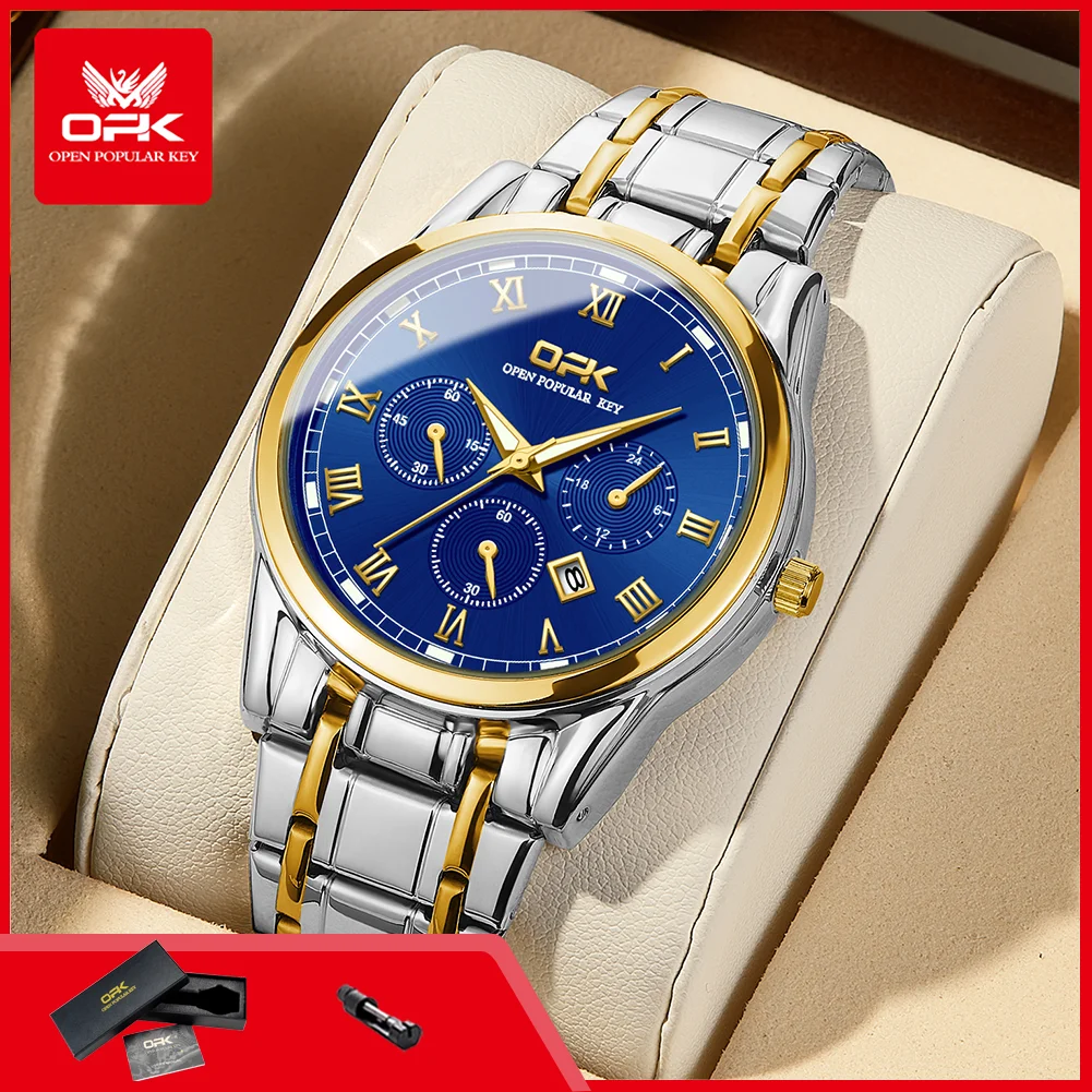 OPK 8119 Classic Chronograph Men Watch Calendar Luminous Stainless Steel Waterproof Quartz Man Business Wristwatch
OPK 8119 Classic Chronograph Men Watch Calendar Luminous Stainless Steel Waterproof Quartz Man Business Wristwatch