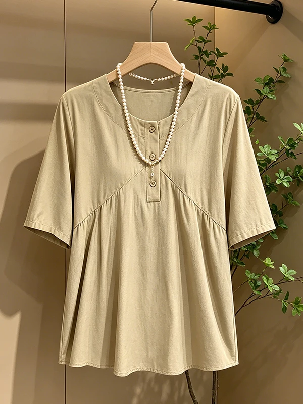 plus Size Summer New Ice Silk Chiffon Button Loose Slimming Tummy Covering Short Sleeve Top Women's Fashion Casual Blouse
plus Size Summer New Ice Silk Chiffon Button Loose Slimming Tummy Covering Short Sleeve Top Women's Fashion Casual Blouse