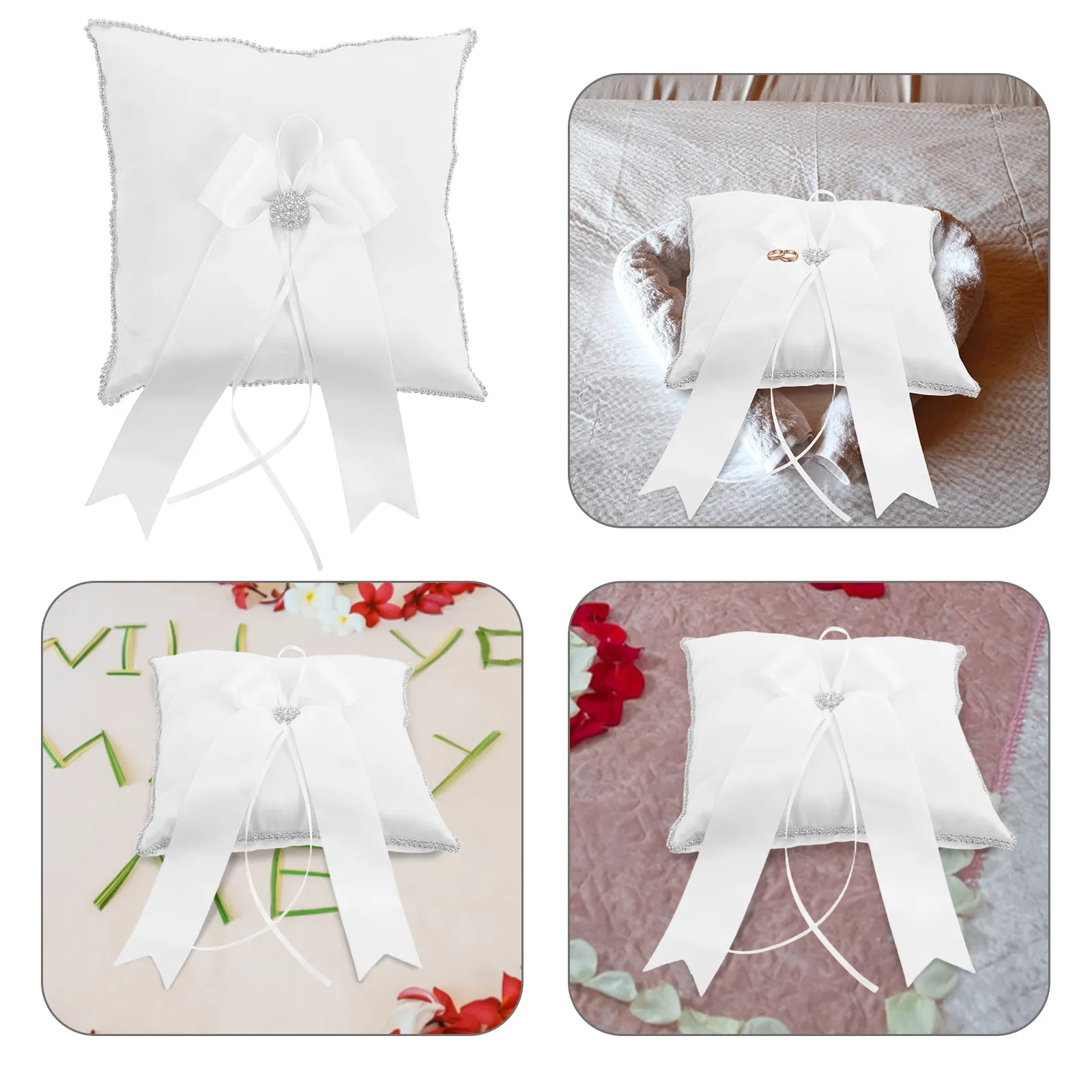 Wedding Ring Pillow Square Elegant Cushion Rhinestone Decor Bridal Ceremony Ring Holder Wedding Accessory Cushion for Rings
Wedding Ring Pillow Square Elegant Cushion Rhinestone Decor Bridal Ceremony Ring Holder Wedding Accessory Cushion for Rings