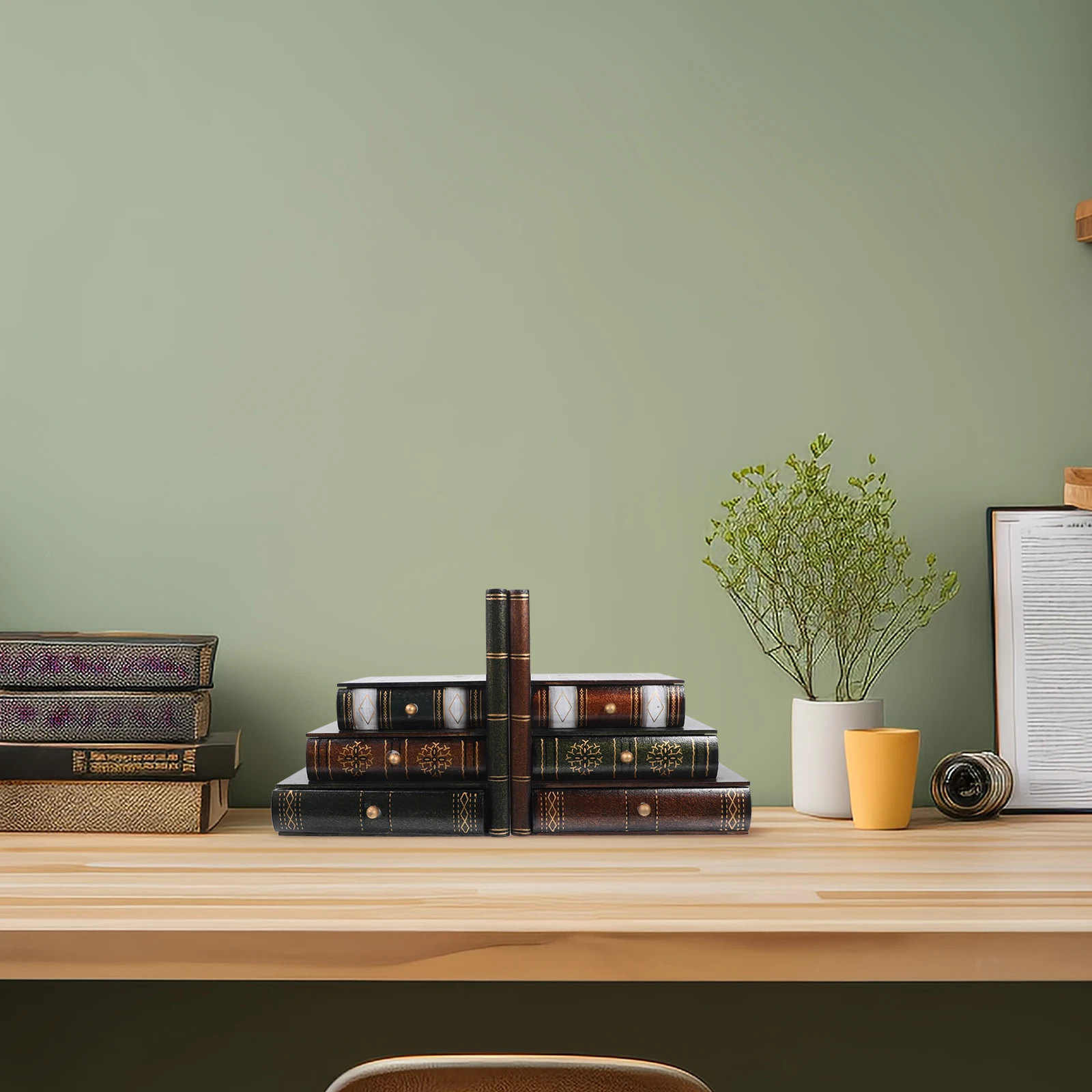 Natural Wood Book End Storage Box Spacious Bookshelf Organizer Decorative Vintage Bookend Shape Container for Home Office
Natural Wood Book End Storage Box Spacious Bookshelf Organizer Decorative Vintage Bookend Shape Container for Home Office