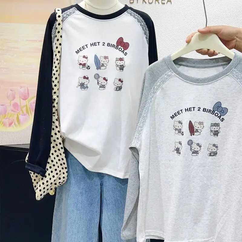 Hello Kitty New Summer Playful Age-Reducing Spring Printed Long-Sleeved Lace Splicing Raglan Sleeve Tops Large Size Cartoon Cute
Hello Kitty New Summer Playful Age-Reducing Spring Printed Long-Sleeved Lace Splicing Raglan Sleeve Tops Large Size Cartoon Cute