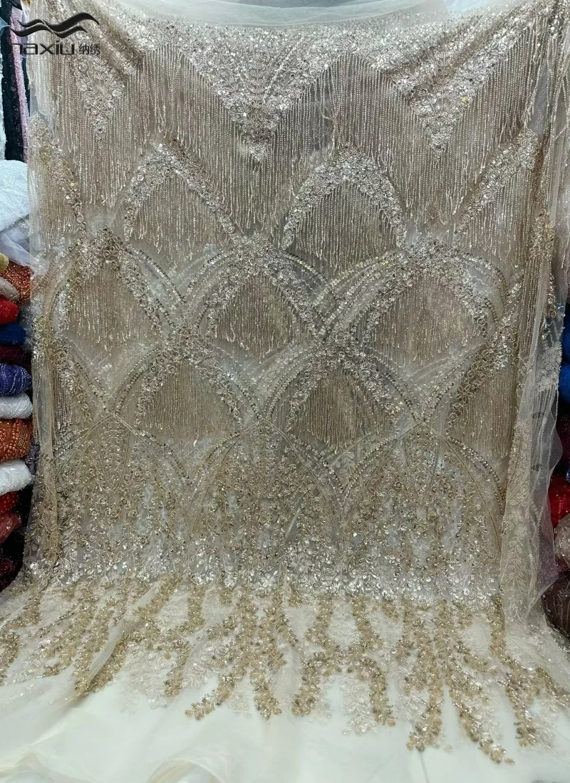 Madison Luxury French Sequins Net Lace Fabric African Nigerian Fashion Beaded Embroidery Lace for Wedding Party Dress
Madison Luxury French Sequins Net Lace Fabric African Nigerian Fashion Beaded Embroidery Lace for Wedding Party Dress