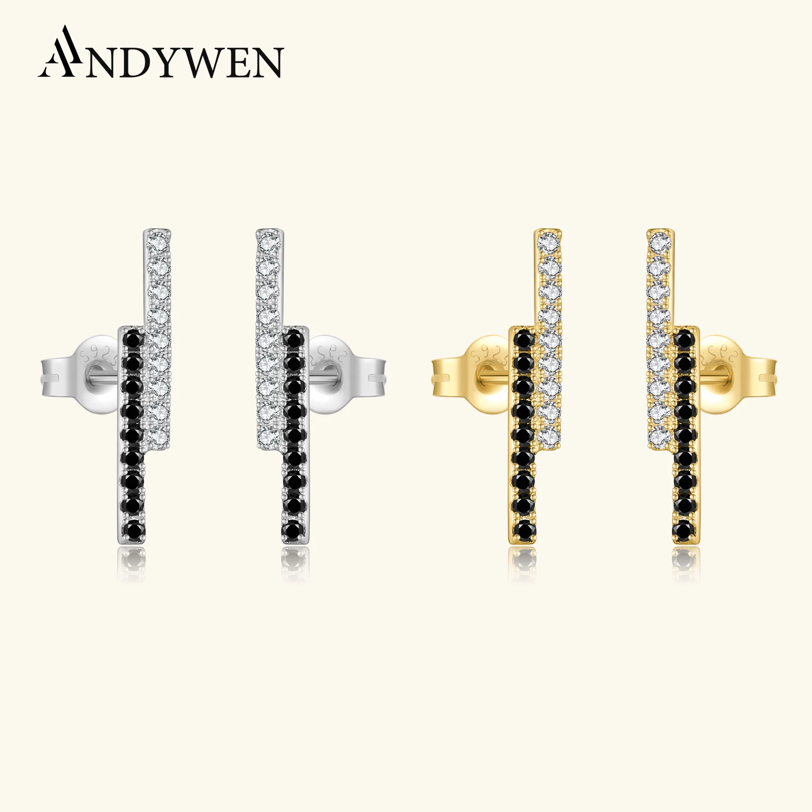 ANDYWEN 925 Sterling Silver Gold Two Line Black CZ Plated Stud Earrings Piercing 2026 Luxury Fine Fashion Jewels Gift
ANDYWEN 925 Sterling Silver Gold Two Line Black CZ Plated Stud Earrings Piercing 2026 Luxury Fine Fashion Jewels Gift