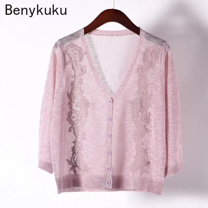 2024 Hollow Out V Neck 3/4 Sleeve Fashion Cardigan Jacket Women Sping Summer Sun Protective Clothing Thin Sunscreen Tops Coat
2024 Hollow Out V Neck 3/4 Sleeve Fashion Cardigan Jacket Women Sping Summer Sun Protective Clothing Thin Sunscreen Tops Coat
