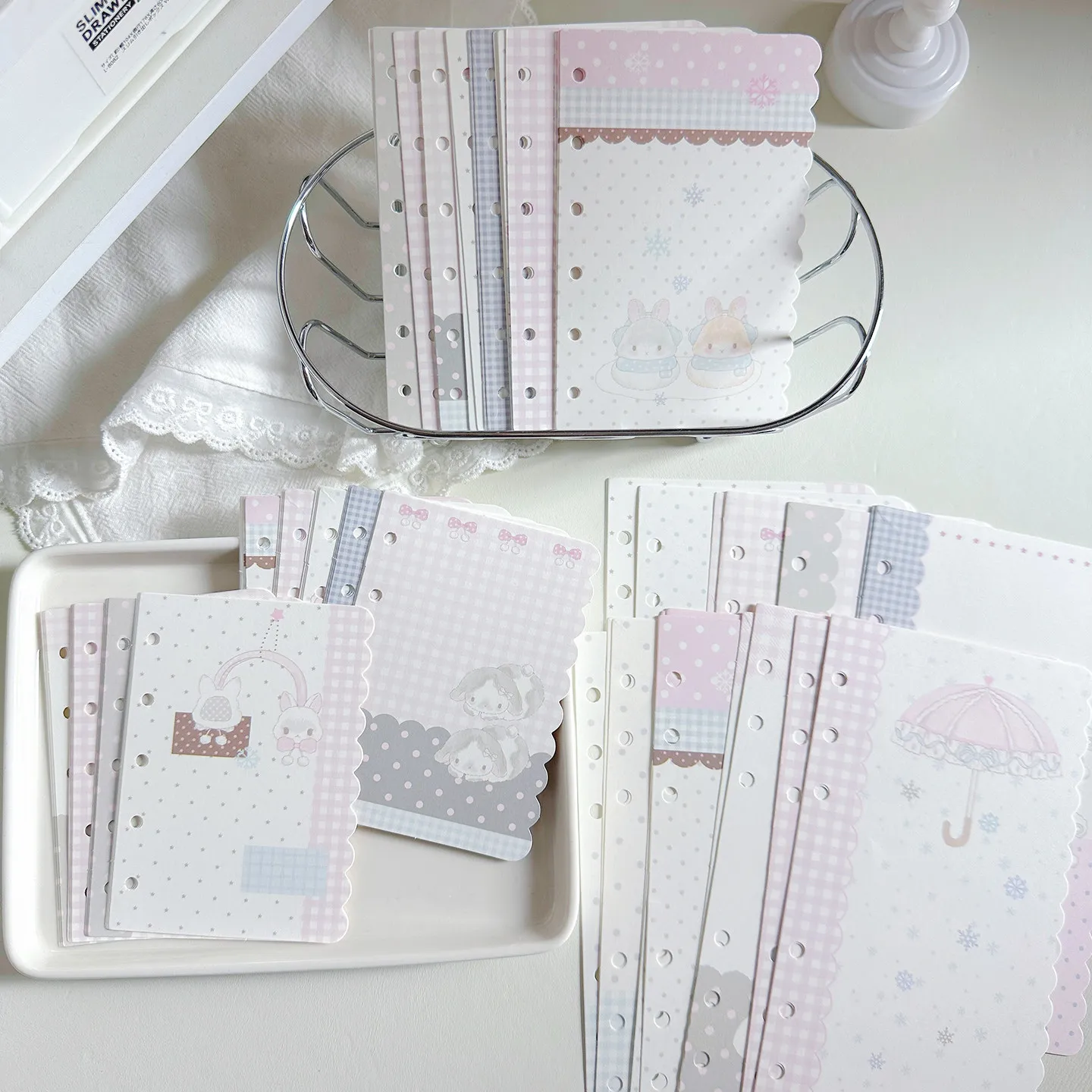 Kawaii Scalloped Edge Refill Paper 30 Sheets M5 A7 A6per (10 Designx3pcs) Diary Cute Loose Leaf Planner Insert Journal Pages
Kawaii Scalloped Edge Refill Paper 30 Sheets M5 A7 A6per (10 Designx3pcs) Diary Cute Loose Leaf Planner Insert Journal Pages