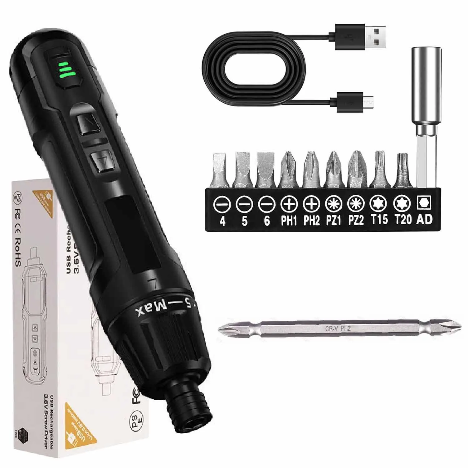 Cordless Screwdriver USB Rechargeable Screwdriver Bit Set, Electric Screwdriver Cordless for Women Daily & Light Industrial Use
Cordless Screwdriver USB Rechargeable Screwdriver Bit Set, Electric Screwdriver Cordless for Women Daily & Light Industrial Use