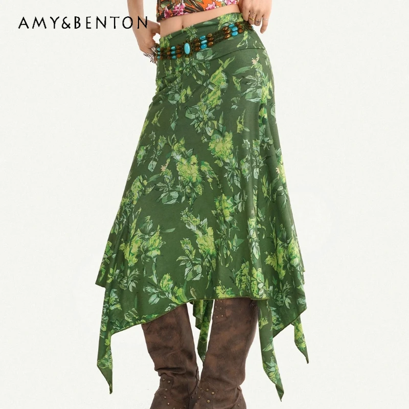 Retro Style Design Green Printing Irregular Women's Skirt 2026 Summer Sexy Hot Girl Slimming A-line Medium Long Skirts Ladies
Retro Style Design Green Printing Irregular Women's Skirt 2026 Summer Sexy Hot Girl Slimming A-line Medium Long Skirts Ladies