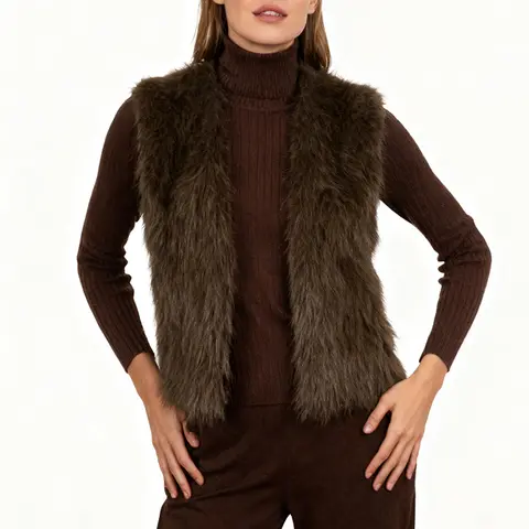 Women's Lightweight Warm Sleeveless Faux Fur Coat Fashionable New Winter Cardigan Jacket Woman Outercoats abrigos invierno mujer