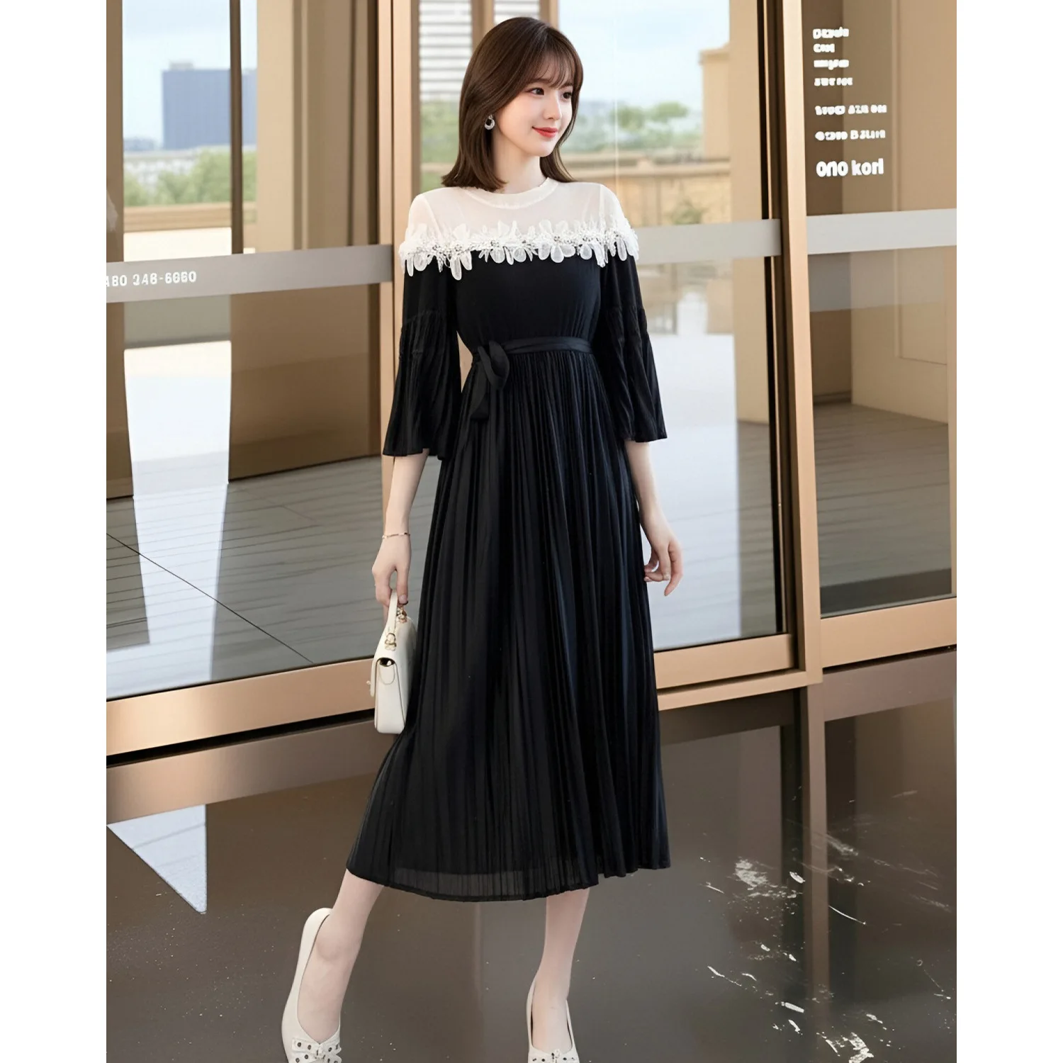 Miyake Pleated Women's Casual Dress 2006 New Japanese Design Resort Style Lace Splicing O Neck Bell Sleeve Waist Elegant Dress
Miyake Pleated Women's Casual Dress 2006 New Japanese Design Resort Style Lace Splicing O Neck Bell Sleeve Waist Elegant Dress