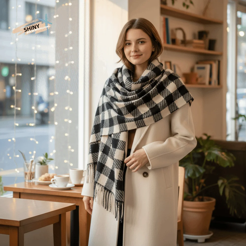 Элегантный клетчатый шерстяной шарф с кисточками, холодостойкий утолщенный зимний кашемировый шарф, теплые длинные женские кашемировые шаль для холодной погоды
Элегантный клетчатый шерстяной шарф с кисточками, холодостойкий утолщенный зимний кашемировый шарф, теплые длинные женские кашемировые шаль для холодной погоды