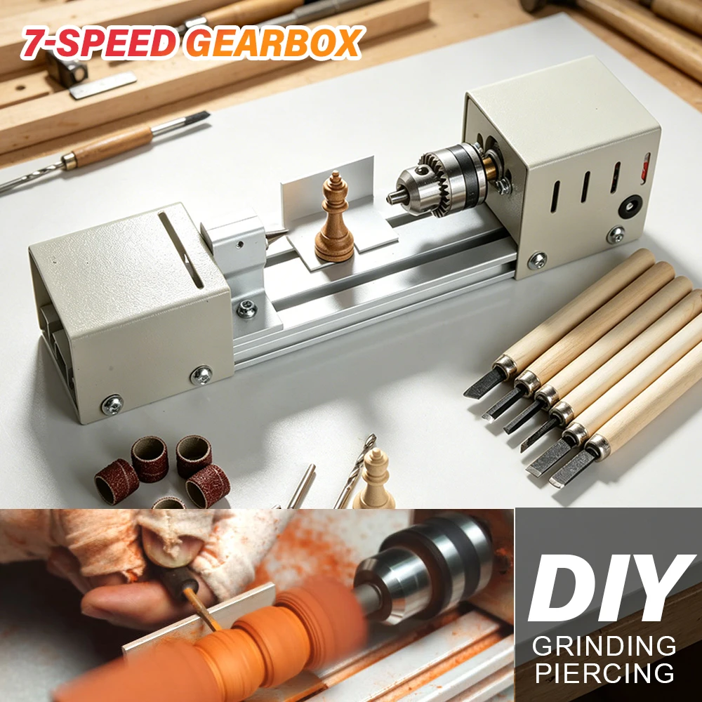 12-24V DIY Mini Wood Lathe Machine Buddha Pearl Rotary Tool Portable Bead Grinding Polishing Carving Lathe Craft Making Tool
12-24V DIY Mini Wood Lathe Machine Buddha Pearl Rotary Tool Portable Bead Grinding Polishing Carving Lathe Craft Making Tool