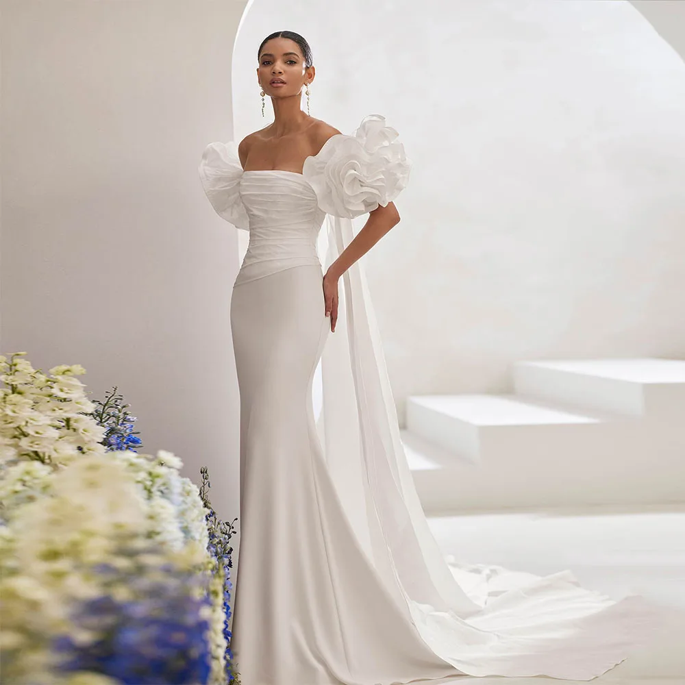 Fashion Ivory Strapless Wedding Dresses for Women Detachable Train Mermaid Pleat Wedding Gowns Long Simple Bridal Dress2025
Fashion Ivory Strapless Wedding Dresses for Women Detachable Train Mermaid Pleat Wedding Gowns Long Simple Bridal Dress2025
