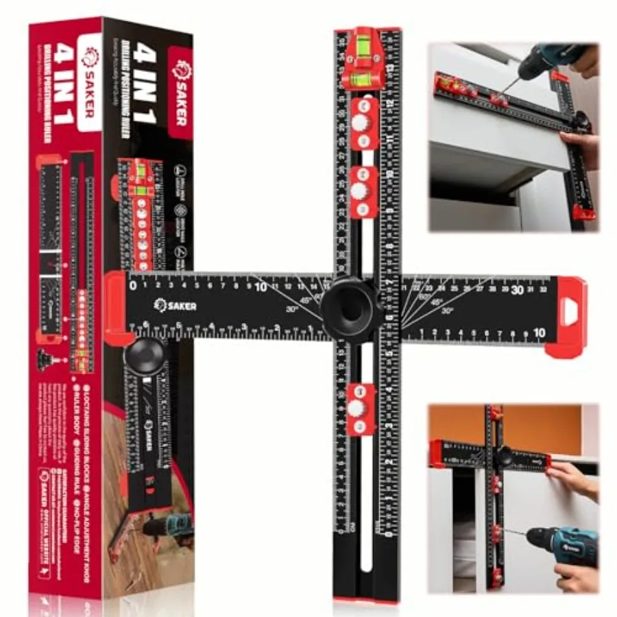 4-in-1 Drilling Positioning Ruler Adjustable 13.78in Multifunctional T Square Ruler Cabinet Hardware Jig Marking Gauge Tools fo
4-in-1 Drilling Positioning Ruler Adjustable 13.78in Multifunctional T Square Ruler Cabinet Hardware Jig Marking Gauge Tools fo