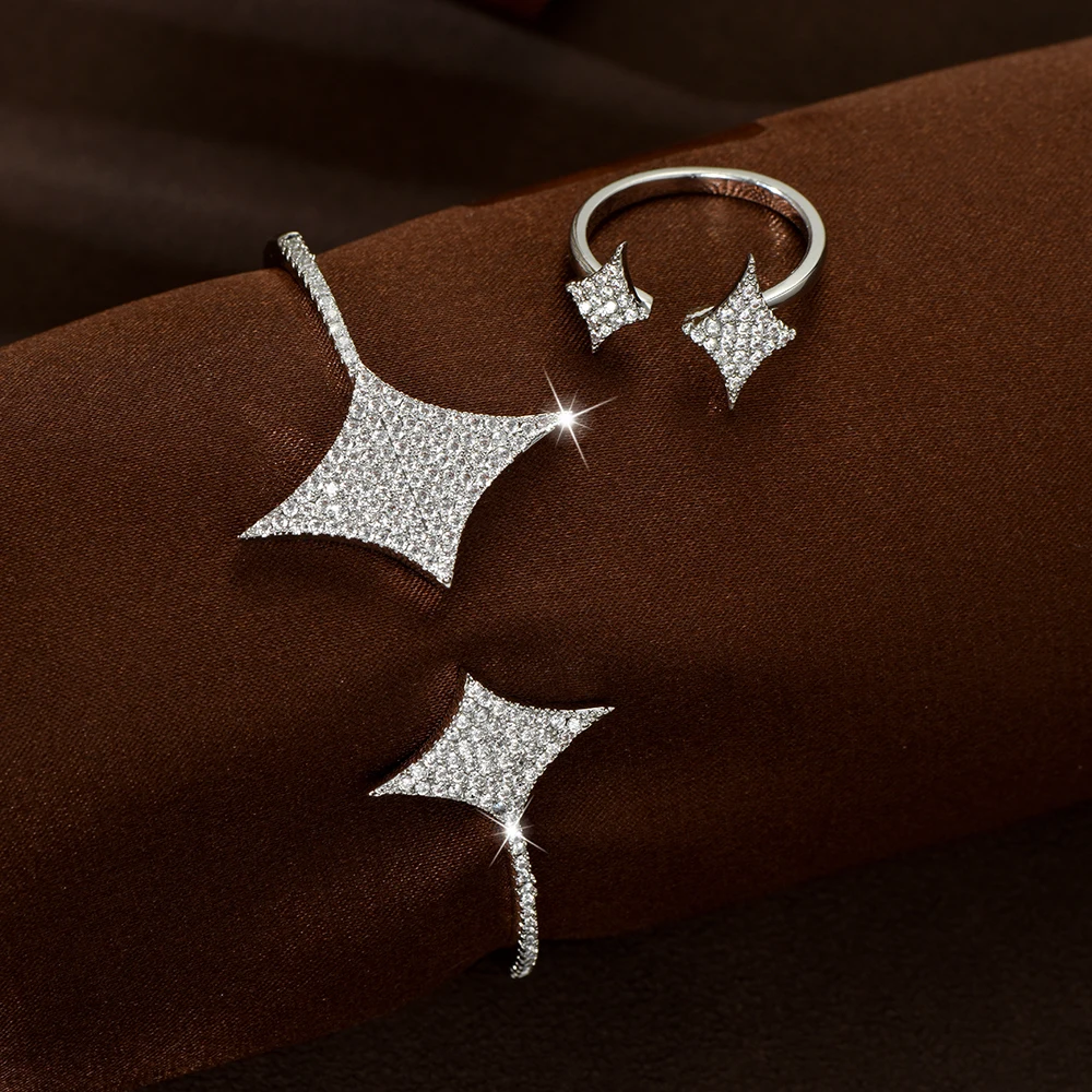 HIBRIDE Exquisite 2 Piece Bracelet Ring Fine Glitter Star Zircon Women's Accessories Jewelry Set Prom Party Travel Gift S-854
HIBRIDE Exquisite 2 Piece Bracelet Ring Fine Glitter Star Zircon Women's Accessories Jewelry Set Prom Party Travel Gift S-854
