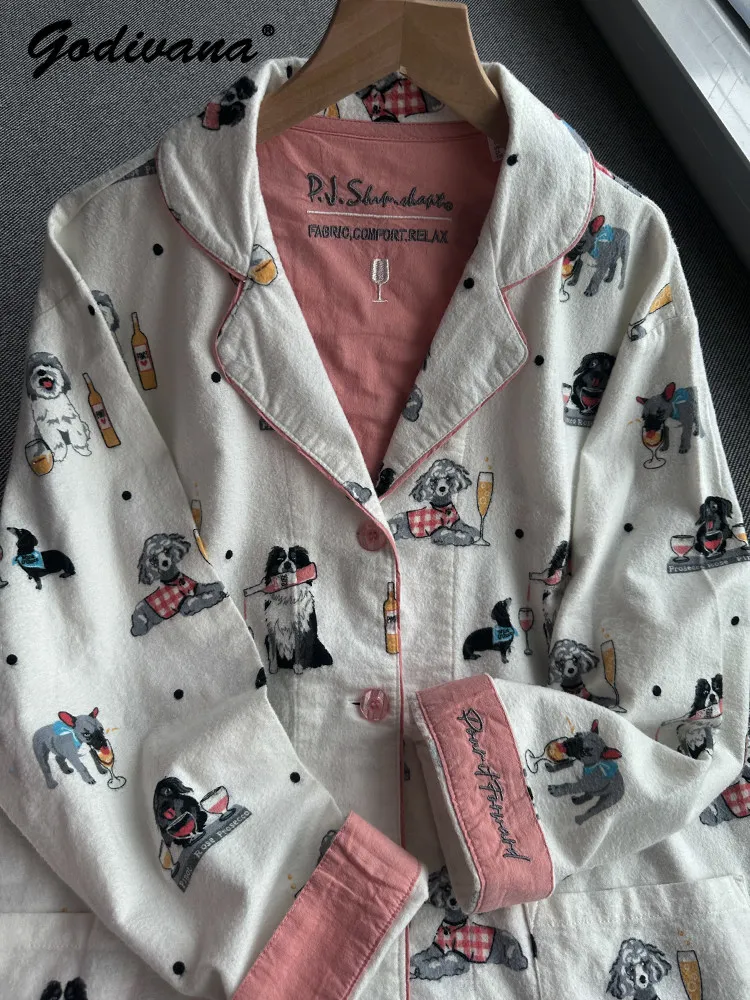 Новый весенне-осенний комплект пижамы из чистого хлопка с начесом, мягкий, роскошный, для женщин, с милым мультяшным принтом, домашняя одежда, повседневная одежда для сна
Новый весенне-осенний комплект пижамы из чистого хлопка с начесом, мягкий, роскошный, для женщин, с милым мультяшным принтом, домашняя одежда, повседневная одежда для сна