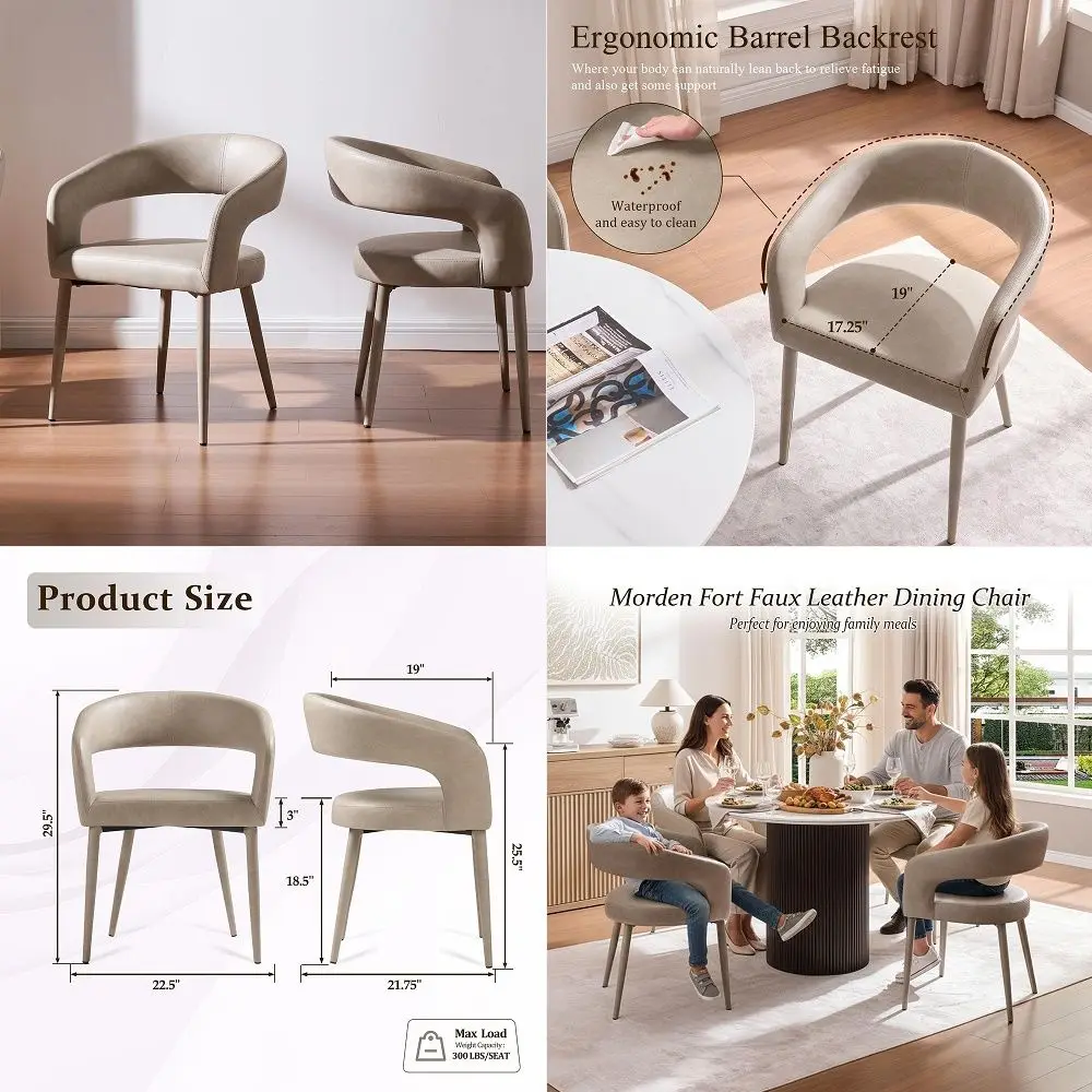 Dining Chairs Set of 2, Kitchen Room Faux Leather Mid Century Chairs with Metal Frame and Hollow Back, Easy Clean Upholstered B
Dining Chairs Set of 2, Kitchen Room Faux Leather Mid Century Chairs with Metal Frame and Hollow Back, Easy Clean Upholstered B