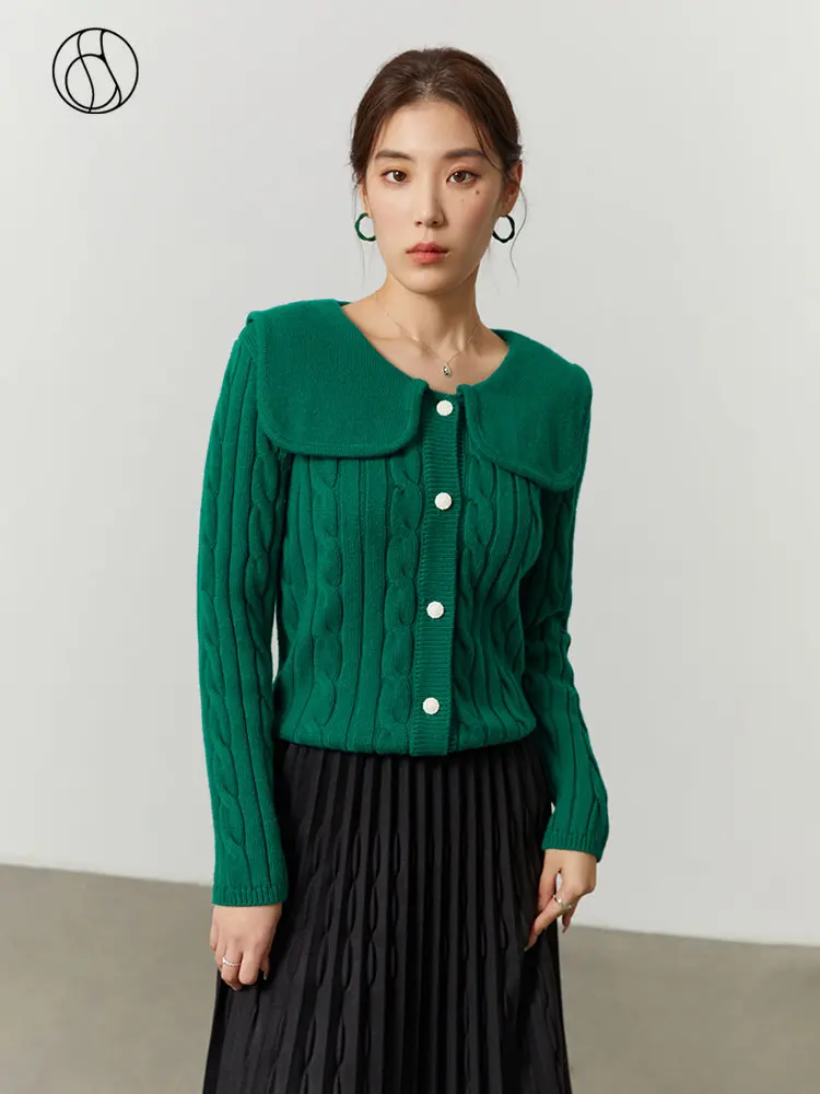 DUSHU 30% Wool Navy Collar Design Women Green Cardigans Contrating Color Single Breasted Women Winter Cable Sweater Cardigan
DUSHU 30% Wool Navy Collar Design Women Green Cardigans Contrating Color Single Breasted Women Winter Cable Sweater Cardigan