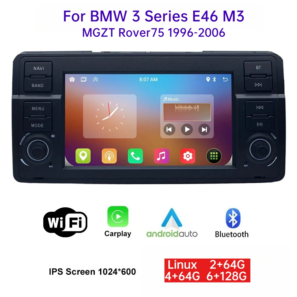 For BMW 3 Series E46 M3 MGZT Rover 75 Car Multimedia Monitor 7 Inch Touch Screen Car GPS Navigation Reverse Image FM Radio