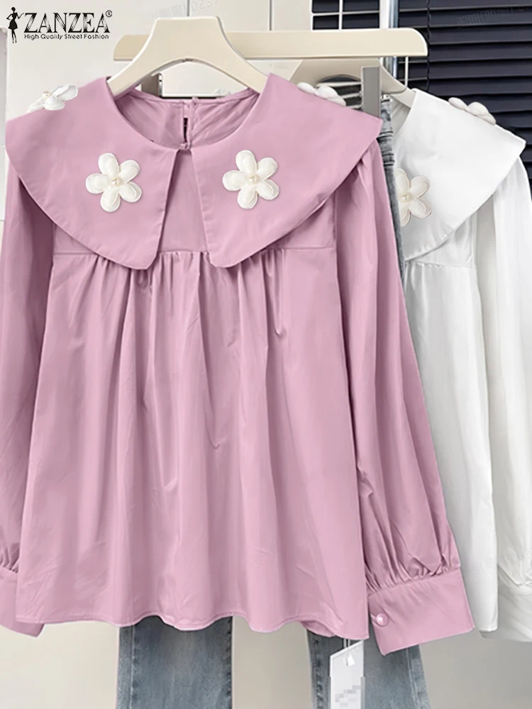 ZANZEA Flowers Detail Solid Blouses Casual Women's Elegant Peter-Pan Collar Smock Tops Sweety Spring Long Sleeve Blusas Mujer
ZANZEA Flowers Detail Solid Blouses Casual Women's Elegant Peter-Pan Collar Smock Tops Sweety Spring Long Sleeve Blusas Mujer