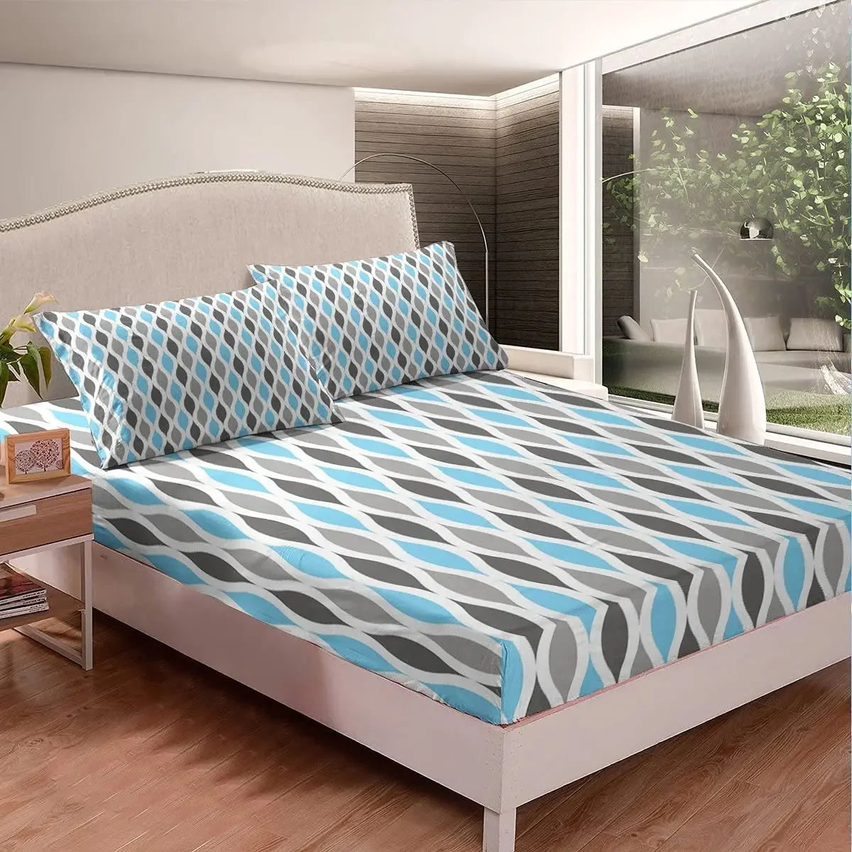 Geometric Wave Lines Fitted Sheet Full Twin Size,Women Girls Home Geometry Bedding Set,Fashion Wave Stripe Decorative Bed Cover
Geometric Wave Lines Fitted Sheet Full Twin Size,Women Girls Home Geometry Bedding Set,Fashion Wave Stripe Decorative Bed Cover