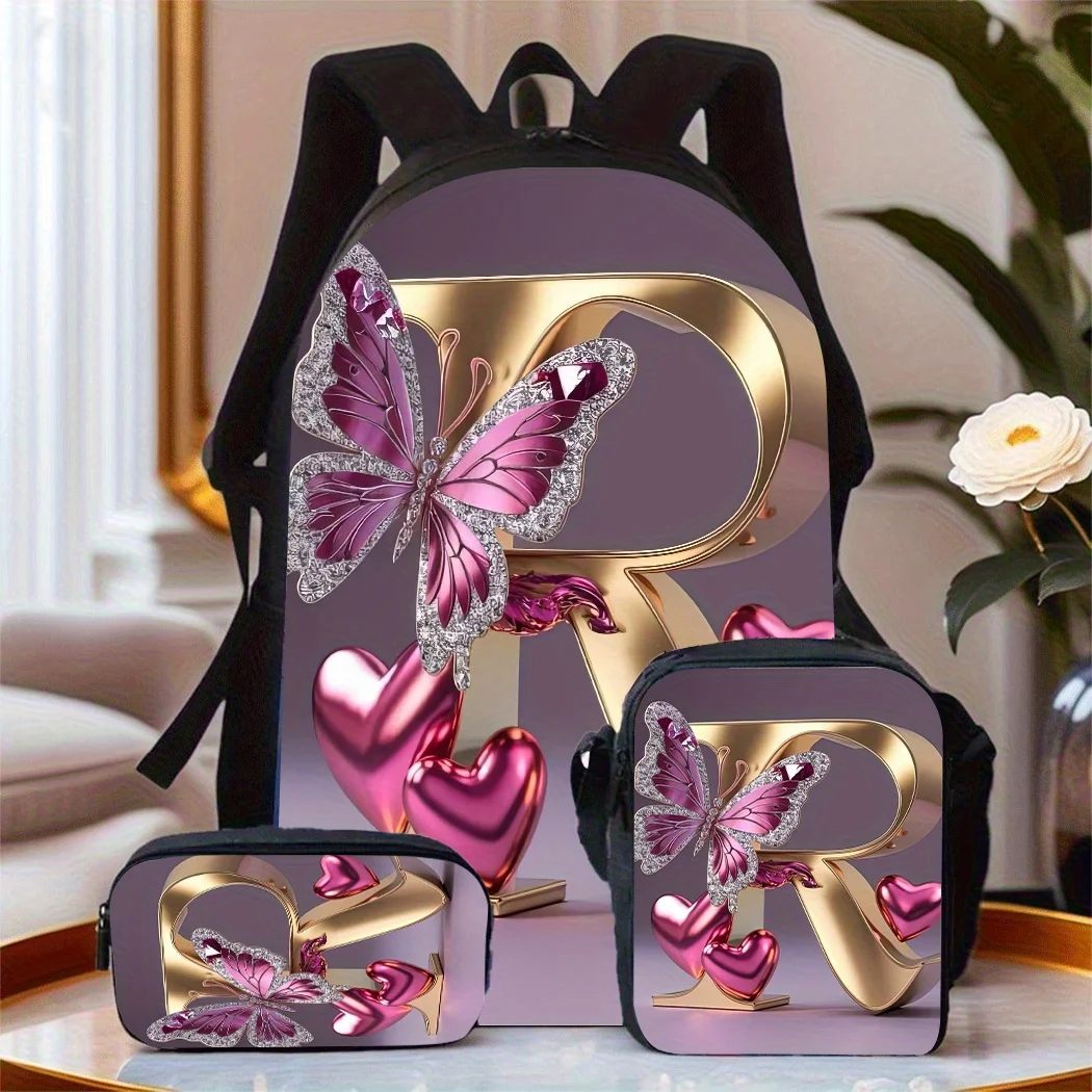 3pcs Backpack Suitable for Ages 14+ with Laptop Compartment & Adjustable Straps - Cool Letter Print & Appliqué Backpack, Lightwe
3pcs Backpack Suitable for Ages 14+ with Laptop Compartment & Adjustable Straps - Cool Letter Print & Appliqué Backpack, Lightwe