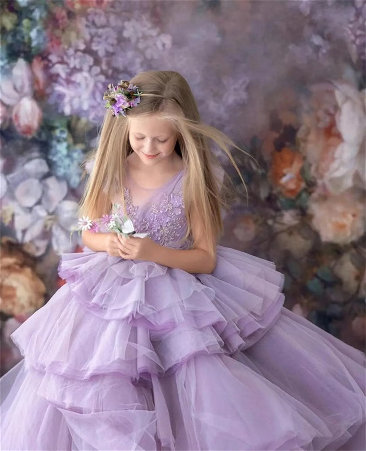 Flower Girl Dress Purple Fluffy Layered Beaded Applique Tulle Wedding Elegant Flower Child's Eucharistic Birthday Party Dress
Flower Girl Dress Purple Fluffy Layered Beaded Applique Tulle Wedding Elegant Flower Child's Eucharistic Birthday Party Dress