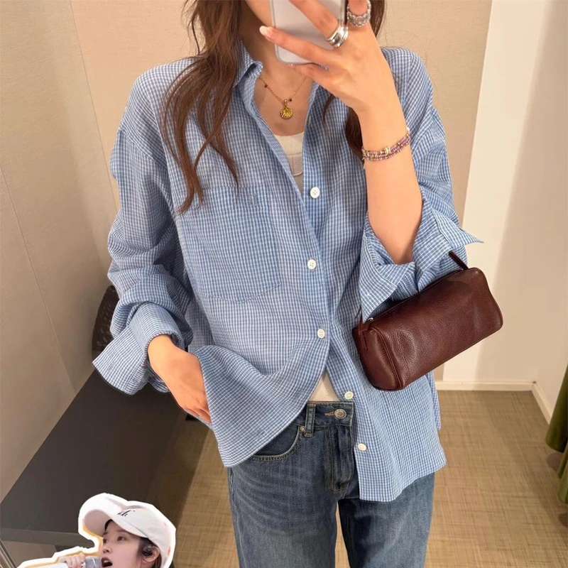 Classic Plaid Loose Fit Shirt Korean Style Casual Shirt with Pocket Breathable Comfortable Spring Summer Women's Blouse
Classic Plaid Loose Fit Shirt Korean Style Casual Shirt with Pocket Breathable Comfortable Spring Summer Women's Blouse