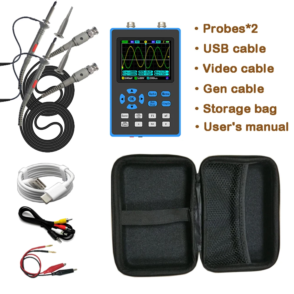 DSO2512G Handheld Digital Oscilloscope 120M Bandwidth 500MSa/s Two-in-one Two-channel Oscilloscope 10mV FFT Spectrum Analysis
DSO2512G Handheld Digital Oscilloscope 120M Bandwidth 500MSa/s Two-in-one Two-channel Oscilloscope 10mV FFT Spectrum Analysis