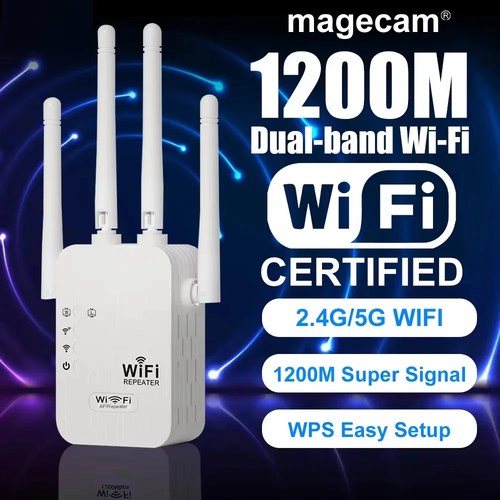 Magecam WiFi Repeater 1200Mbps Dual Band Wireless Amplifier High 6 Antenna Network Amplifier Repeater WiFi Booster For Home
Magecam WiFi Repeater 1200Mbps Dual Band Wireless Amplifier High 6 Antenna Network Amplifier Repeater WiFi Booster For Home