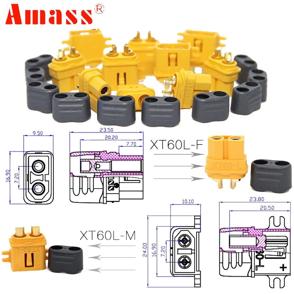 5 пар разъемов Amass XT60-L (XT60L) с защитным колпачком для RC-аккумуляторов, автомобилей, грузовиков, самолетов, дронов, игрушек
5 пар разъемов Amass XT60-L (XT60L) с защитным колпачком для RC-аккумуляторов, автомобилей, грузовиков, самолетов, дронов, игрушек