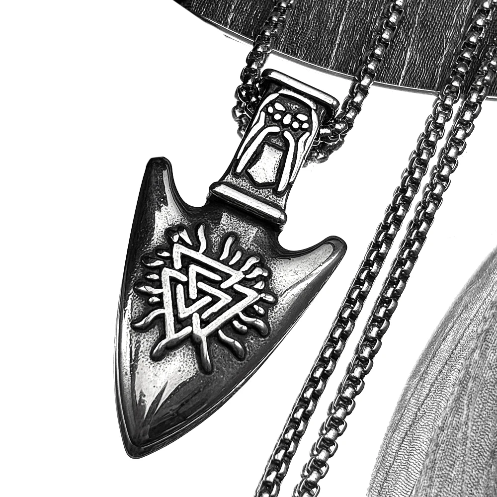 Odin Nordic Viking Rune Valknut Symbol Spearhead Pendant Necklace for Women Men Stainless Steel Gun-black Punk Chain Jewelry
Odin Nordic Viking Rune Valknut Symbol Spearhead Pendant Necklace for Women Men Stainless Steel Gun-black Punk Chain Jewelry