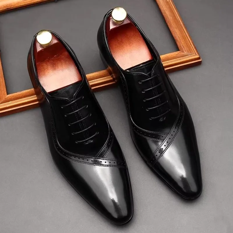 High Quality Cowhide Leather Dress Shoes For Men British style Pointed Toe Lace-up Genuine Leather Oxford Formal Shoes
High Quality Cowhide Leather Dress Shoes For Men British style Pointed Toe Lace-up Genuine Leather Oxford Formal Shoes