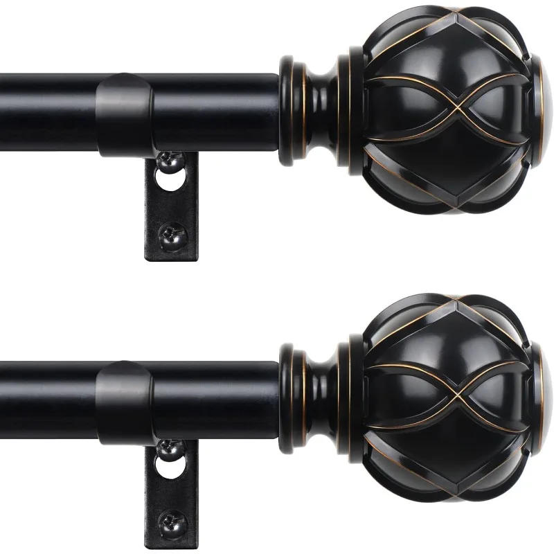 Curtain Rods 2 Pack 66 to 120 Inch,Black Curtain Rods for Windows, 3/4 Inch Single Drapery Rod with Netted Finials
Curtain Rods 2 Pack 66 to 120 Inch,Black Curtain Rods for Windows, 3/4 Inch Single Drapery Rod with Netted Finials
