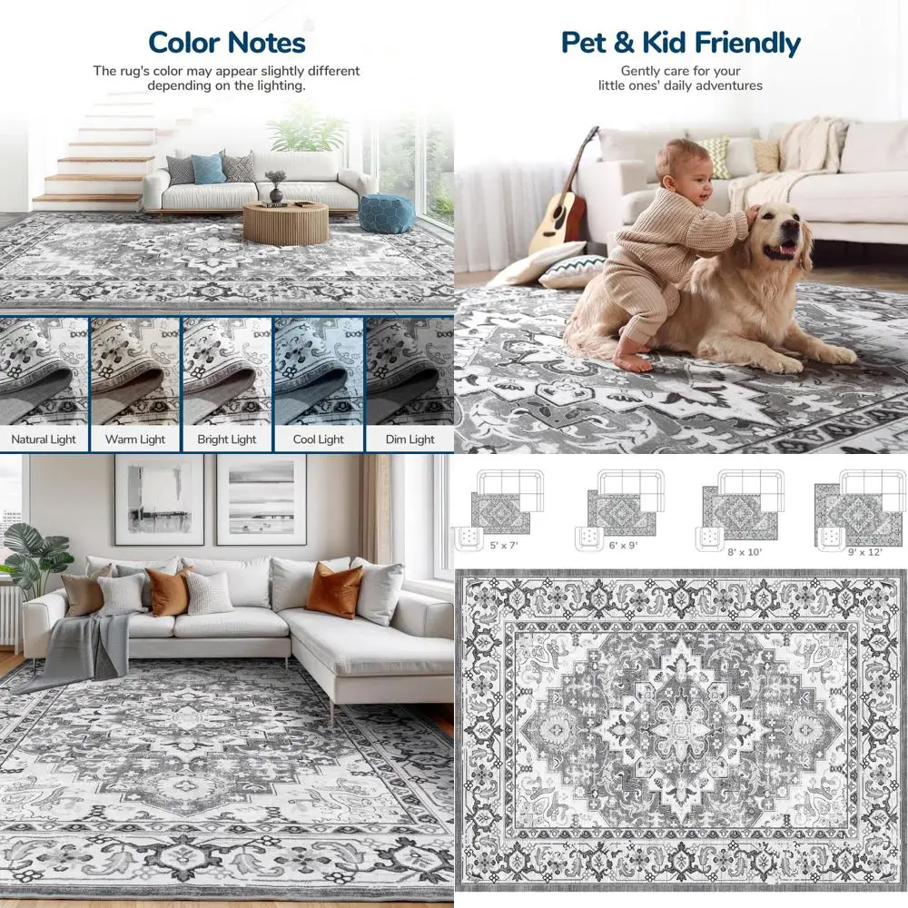 Machine Washable 5x7 Area Rug - Super Soft Faux Wool, Boho Vintage Floral, Non-Slip Low Pile for Living Room, Kitchen, Bedroom i
Machine Washable 5x7 Area Rug - Super Soft Faux Wool, Boho Vintage Floral, Non-Slip Low Pile for Living Room, Kitchen, Bedroom i