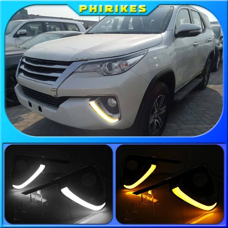 Car For Toyota Fortuner 2015 2016 2017 DRL LED Daytime Running Light Daylight fog lamp cover Turn Yellow Signal
Car For Toyota Fortuner 2015 2016 2017 DRL LED Daytime Running Light Daylight fog lamp cover Turn Yellow Signal