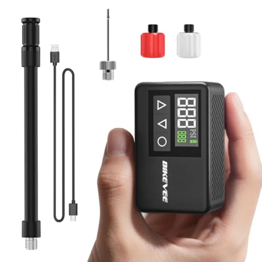 Mini Bike Pump Electric, 120 PSI Portable Bicycle Tire Inflator with Digital Gauge, Auto Shut-Off, Presta and Schrader Valve fo
Mini Bike Pump Electric, 120 PSI Portable Bicycle Tire Inflator with Digital Gauge, Auto Shut-Off, Presta and Schrader Valve fo