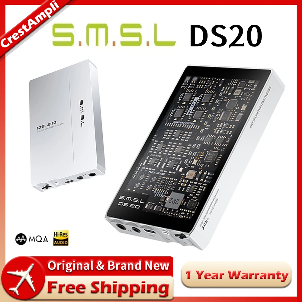 SMSL DS20 Portable DAC & Headphone Amplifier CS43131 Chip Precision Decoding Dual USB Mode Compatibility Support Game Consoles
SMSL DS20 Portable DAC & Headphone Amplifier CS43131 Chip Precision Decoding Dual USB Mode Compatibility Support Game Consoles