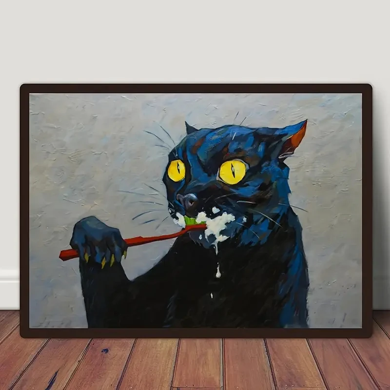 Interesting Black Cat Brushing Teeth Canvas Wall Art Poster Home Office Dormitory Decor Animal Bathroom Coffee Gift Creativity
Interesting Black Cat Brushing Teeth Canvas Wall Art Poster Home Office Dormitory Decor Animal Bathroom Coffee Gift Creativity