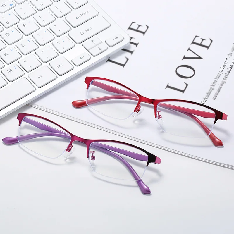 Women Myopia Glasses Ladies Half Frame Anti-blue Light Glasses Men Finished Eyewear -1.0 To -4.0 High Quality Simple and Stylish
Women Myopia Glasses Ladies Half Frame Anti-blue Light Glasses Men Finished Eyewear -1.0 To -4.0 High Quality Simple and Stylish