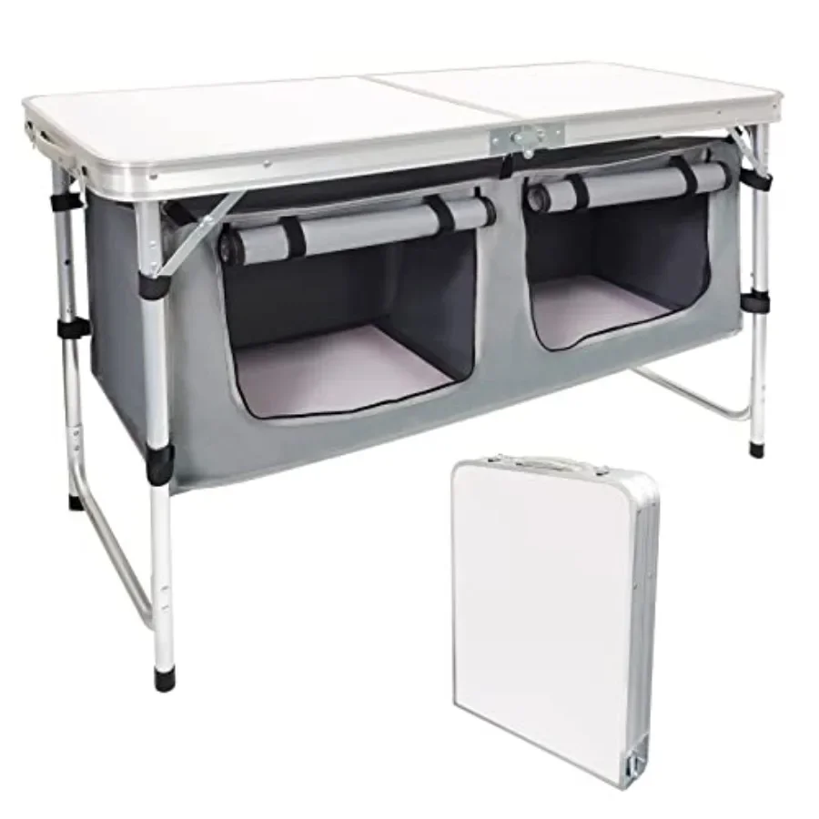 Folding Camping Table with Storage: Aluminum, Silver, Lightweight Height Adjustable for Outdoors, Beach, Tailgating, Travel, Ba
Folding Camping Table with Storage: Aluminum, Silver, Lightweight Height Adjustable for Outdoors, Beach, Tailgating, Travel, Ba