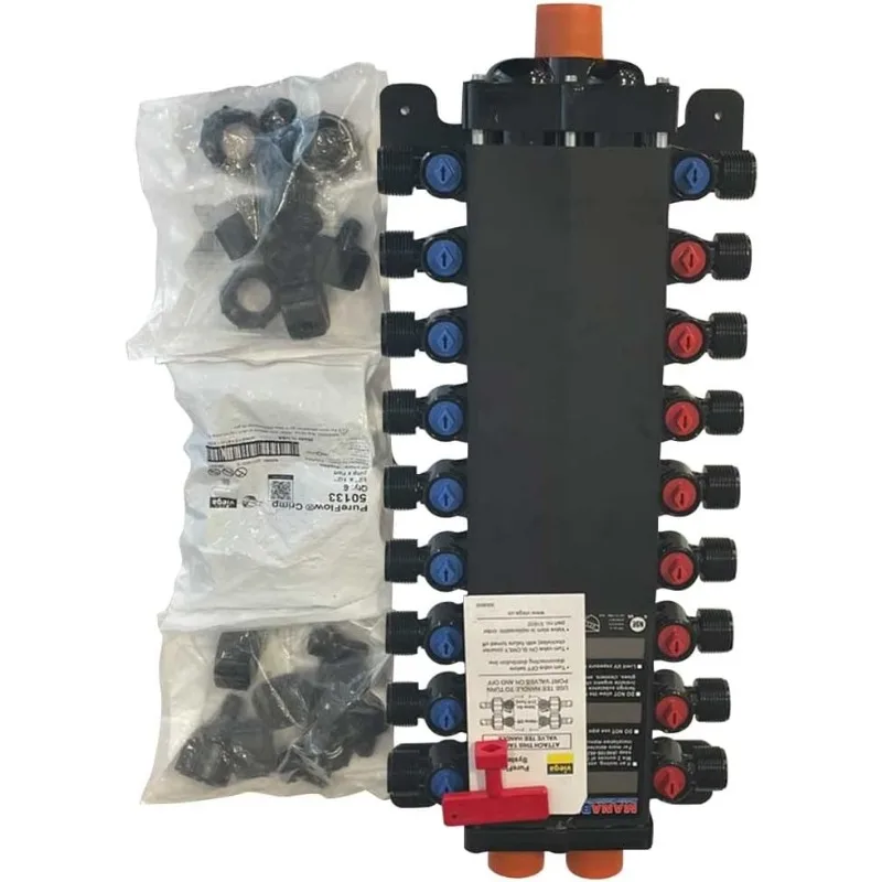 50250 1/2-Inch PureFlow Zero Lead Poly Alloy PEX Crimp Manabloc With 18 Ports - 10 Cold 8 Hot
50250 1/2-Inch PureFlow Zero Lead Poly Alloy PEX Crimp Manabloc With 18 Ports - 10 Cold 8 Hot