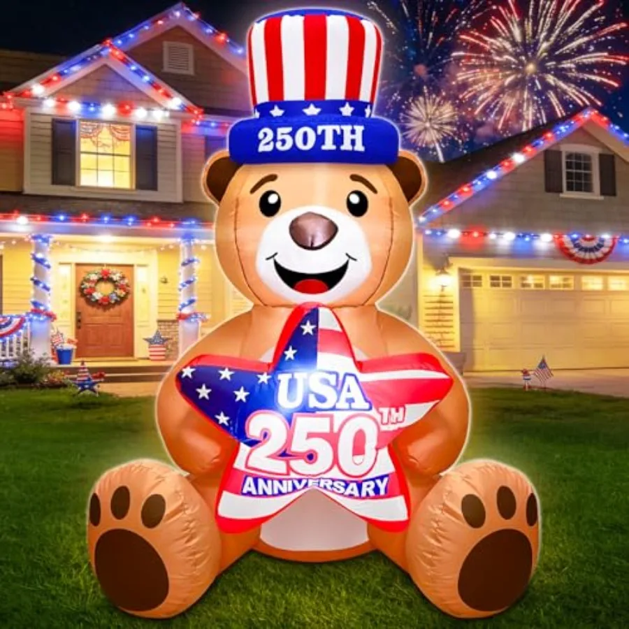 4 Ft Inflatable Uncle Sam Bear with USA 250th Anniversary Star Build-in LED Lights Blow up 4th of July Outdoor Decorations for
4 Ft Inflatable Uncle Sam Bear with USA 250th Anniversary Star Build-in LED Lights Blow up 4th of July Outdoor Decorations for