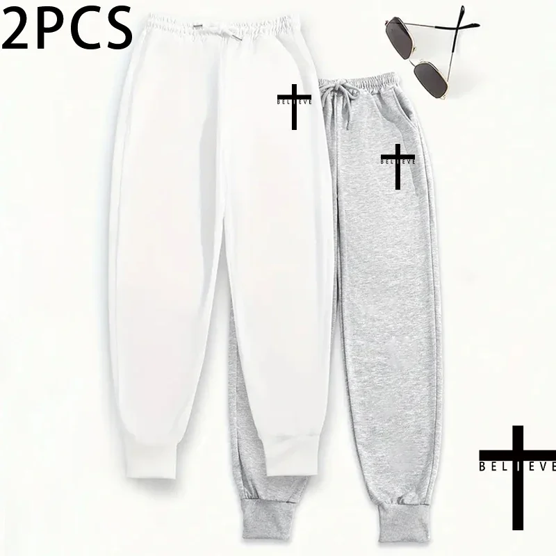 2 упаковки женских однотонных спортивных штанов с эластичной резинкой на талии, осень-зима 2025 года, повседневные брюки для отдыха, брюки с принтом креста Иисуса
2 упаковки женских однотонных спортивных штанов с эластичной резинкой на талии, осень-зима 2025 года, повседневные брюки для отдыха, брюки с принтом креста Иисуса