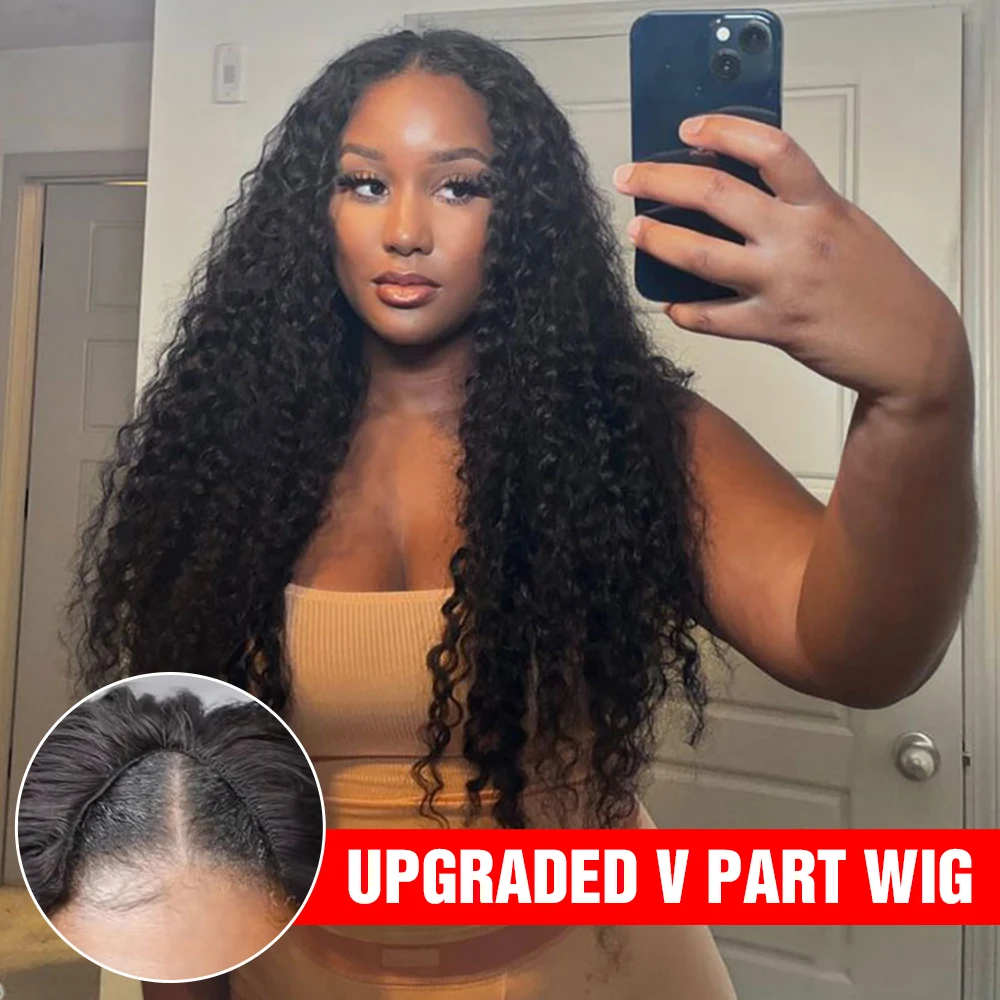V Part Wig Human Hair No Glue Upgrade U Part Deep Wave Curly Human Hair Wigs For Women High Density Machine Made Wig 250%
V Part Wig Human Hair No Glue Upgrade U Part Deep Wave Curly Human Hair Wigs For Women High Density Machine Made Wig 250%
