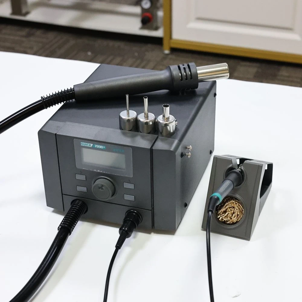 Quick 709D+ 1350W Soldering Station Hot Air Gun Electronic 2 in 1 Welding Rework Station For SMD PCB Mobile Phone Repair Tools
Quick 709D+ 1350W Soldering Station Hot Air Gun Electronic 2 in 1 Welding Rework Station For SMD PCB Mobile Phone Repair Tools