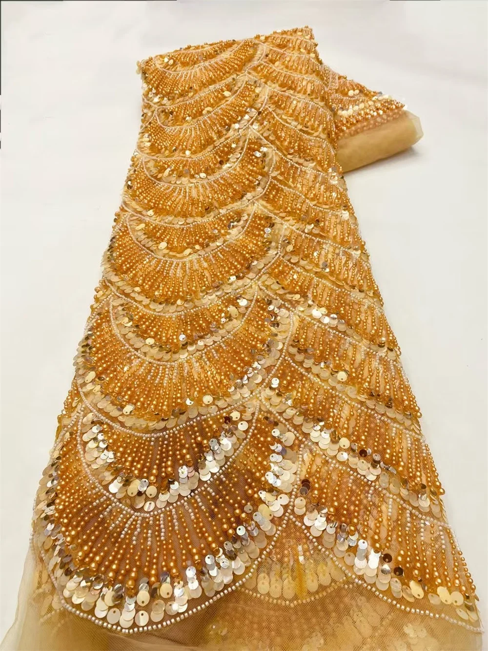 Yellow African Lace Fabric 2024 High Quality Nigerian Beaded Sequins French Tulle Fabric 5 Yards For Sewing Evening Dress A752-1
Yellow African Lace Fabric 2024 High Quality Nigerian Beaded Sequins French Tulle Fabric 5 Yards For Sewing Evening Dress A752-1