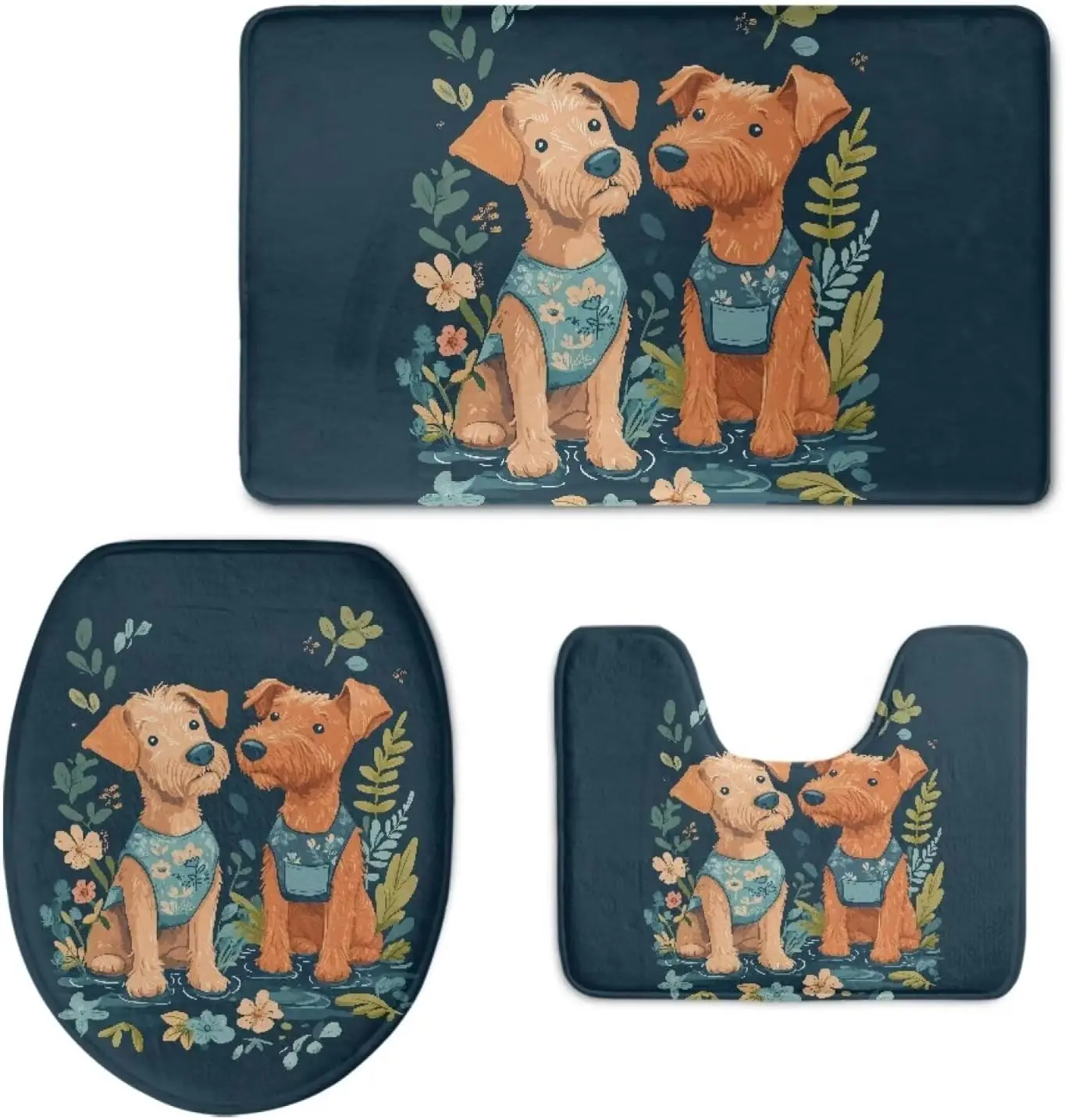3-Piece Vintage Floral Dog Print Bathroom Set Including Bath Mat + U-Shaped Contour Mat + Toilet Seat Mat Home Decor
3-Piece Vintage Floral Dog Print Bathroom Set Including Bath Mat + U-Shaped Contour Mat + Toilet Seat Mat Home Decor