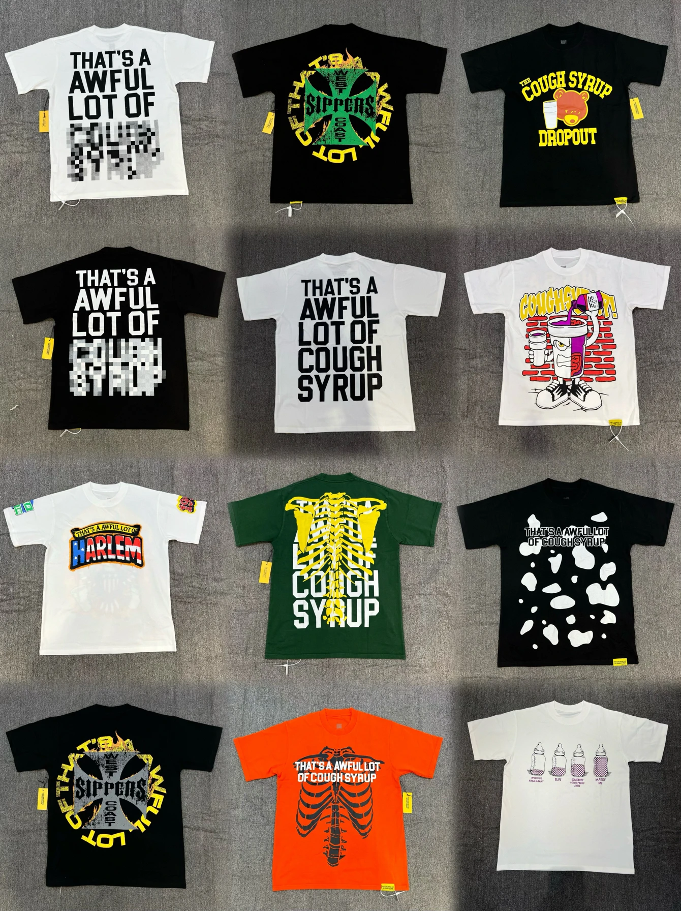 Trendy American High Street Print Cough Syrup T-irt ex Cotton round Ne ort Sve Casual Summer Faion Top
Trendy American High Street Print Cough Syrup T-irt ex Cotton round Ne ort Sve Casual Summer Faion Top